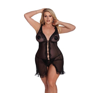 DIXIE black chemise XXL+ (czarna halka)